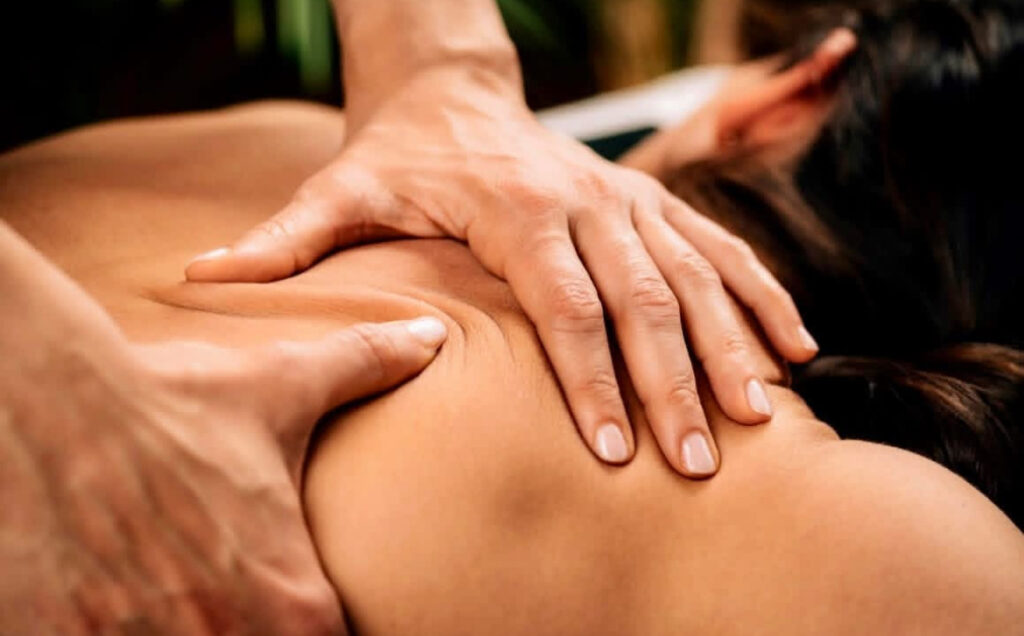 - Results Salon and Spa in Kingsport, TN Close-up of hands giving a massage on a person's bare upper back and shoulder. - Results Salon and Spa in Kingsport, TN